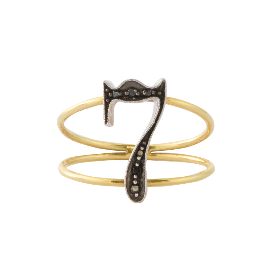 Jessie V E Black Diamond Lucky Number 7 Ring - Rings - Broken English Jewelry