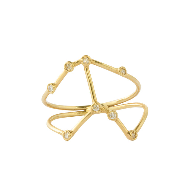Jessie V E Cancer Constellation Ring - Yellow Gold - Rings - Broken English Jewelry