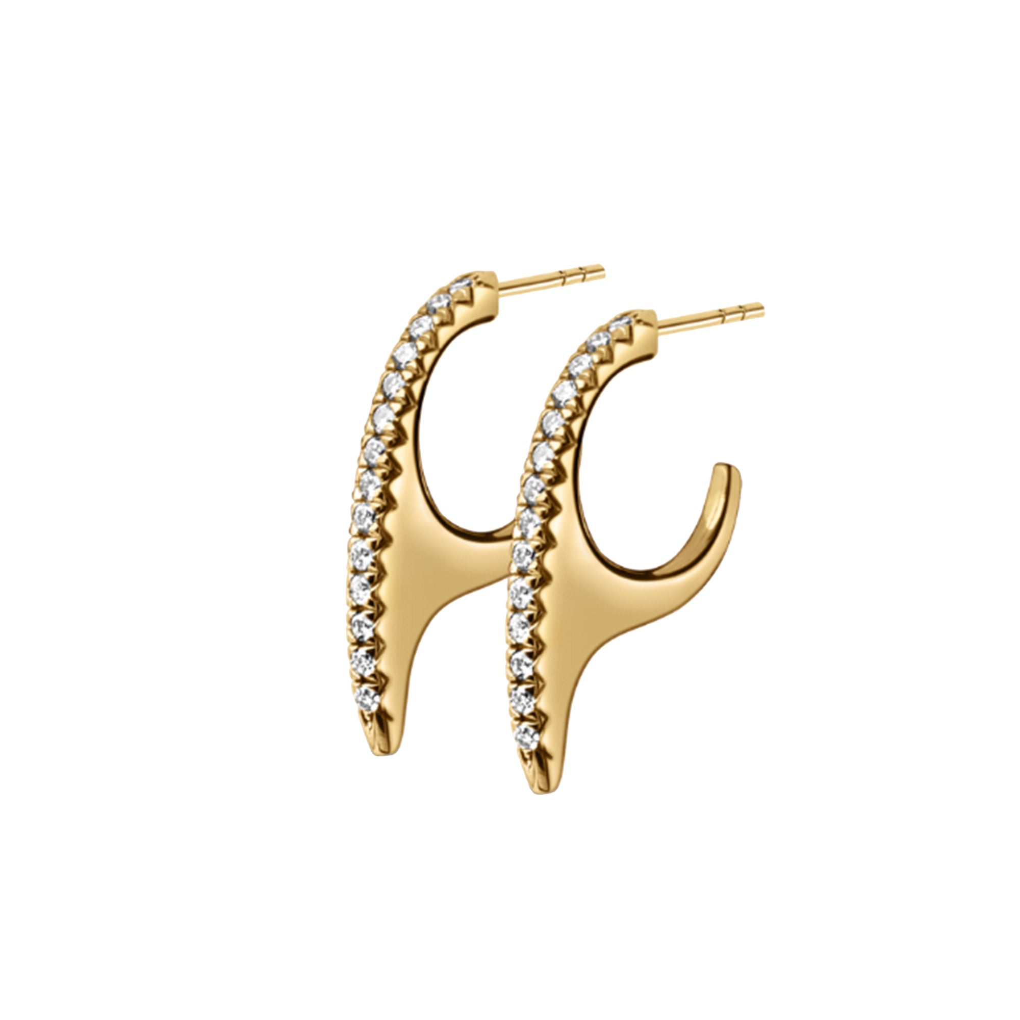 Diamond Slice Pave Ridge Hoop Earrings