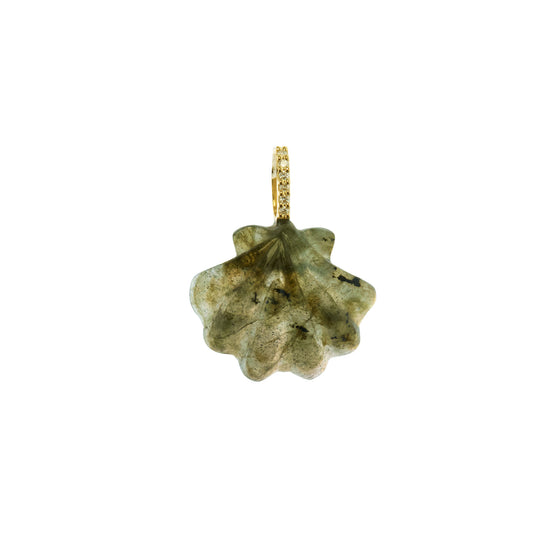 Labradorite and Diamond Scallop Shell Pendant - Main Img