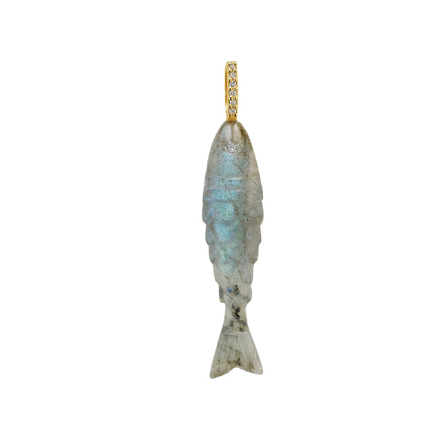 Kate Collins - Labradorite and Diamond Fish Pendant