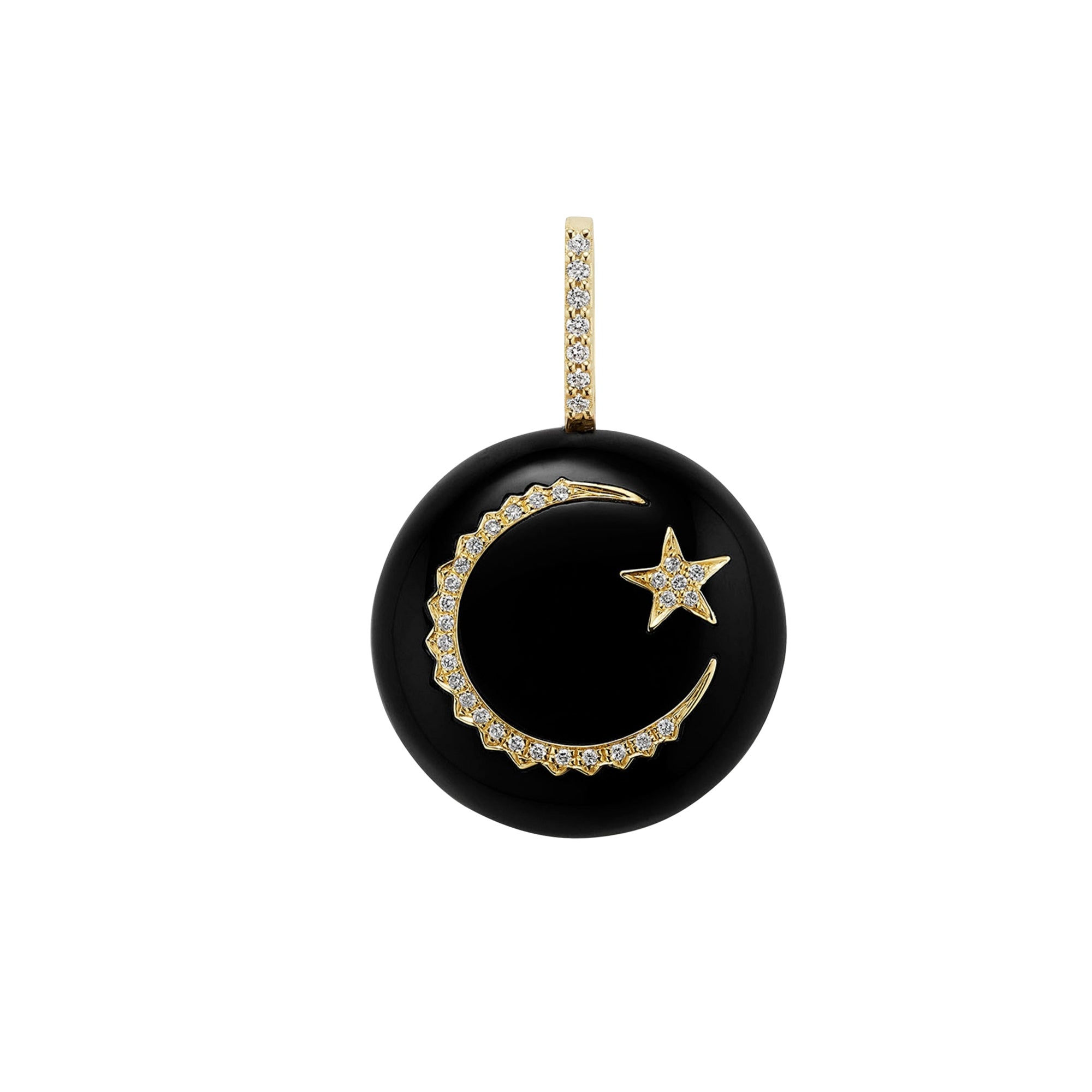 Kate Collins - Black Onyx and Diamond Round Moon and Star Pendant
