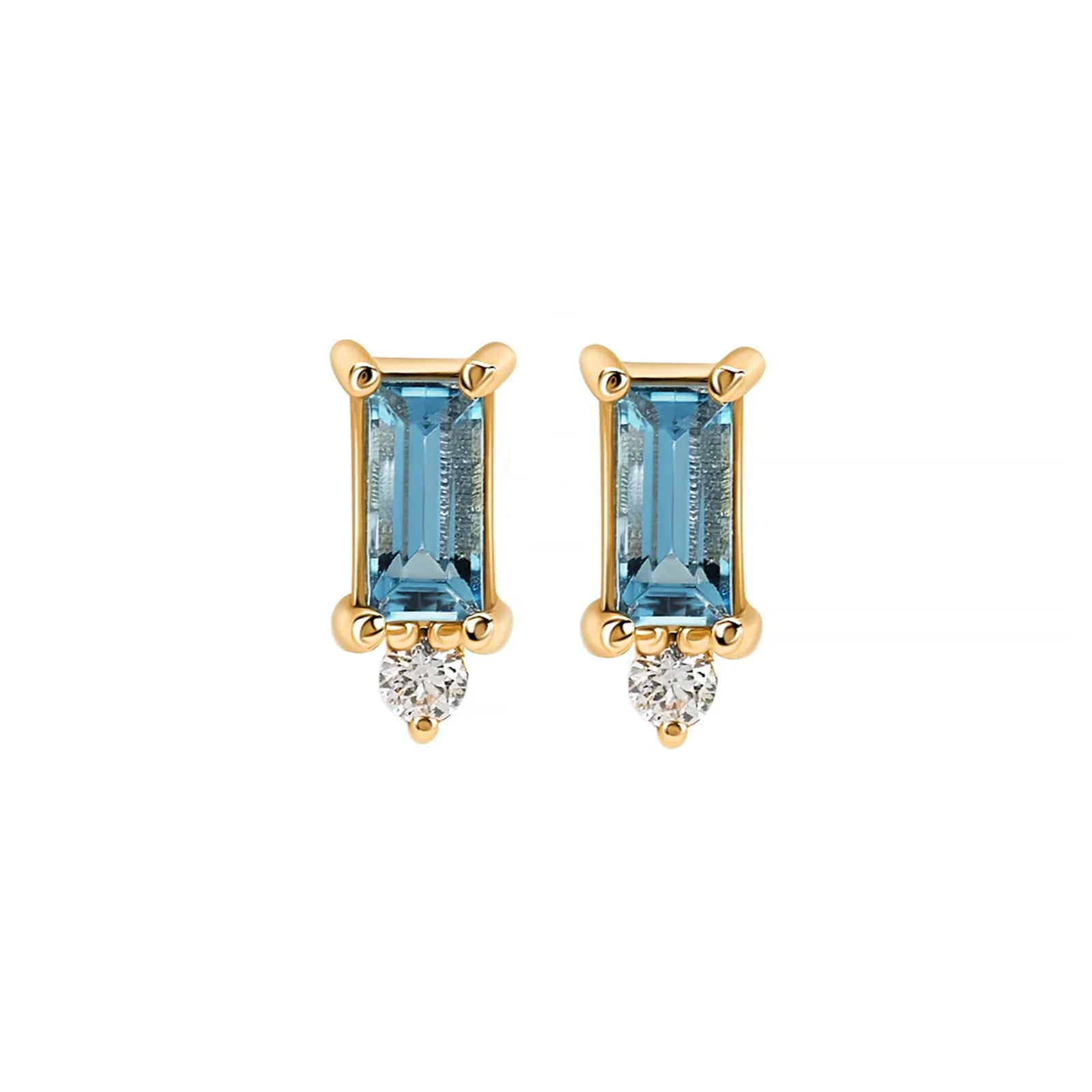 Kate Collins - Baguette Aquamarine and Diamond Studs