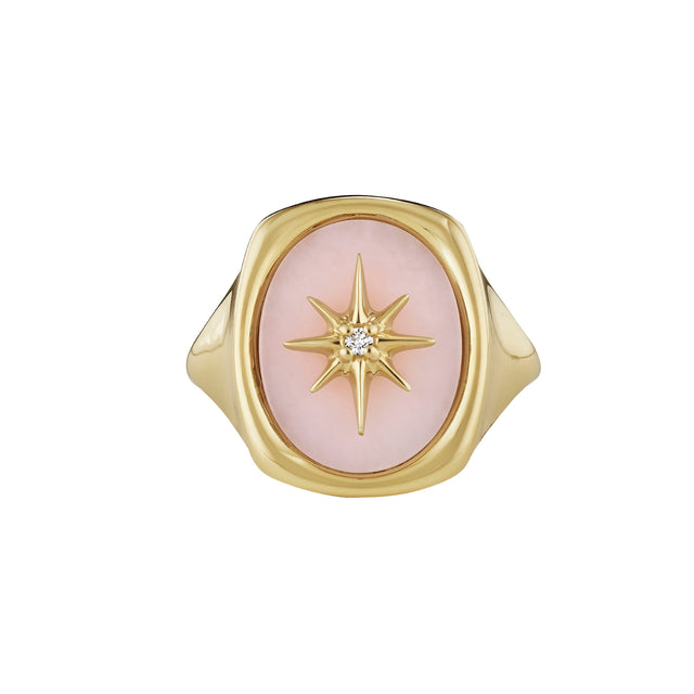 Kate Collins - Pink Opal and Diamond Starburst Gemstone Ring