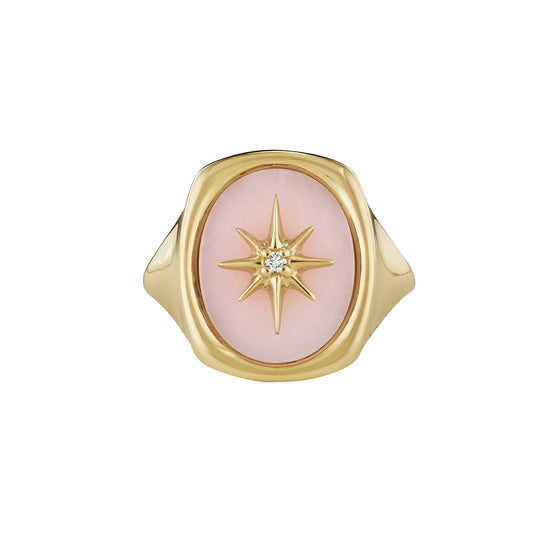 Pink Opal and Diamond Starburst Gemstone Ring - Main Img