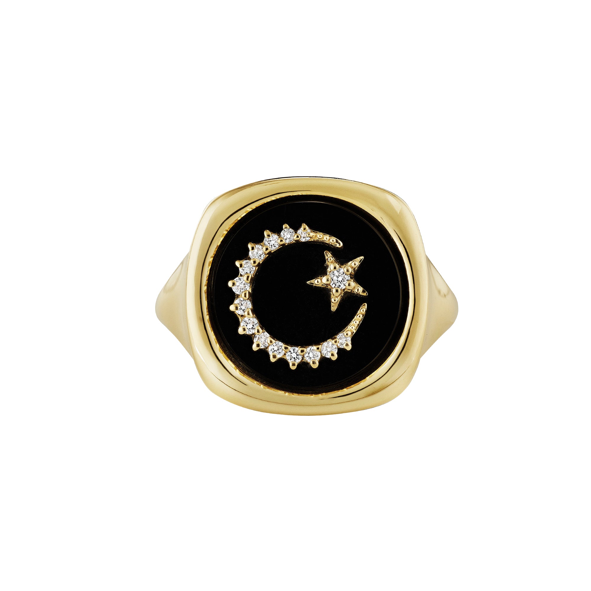 Kate Collins - Black Onyx and Diamond Moon and Star Ring