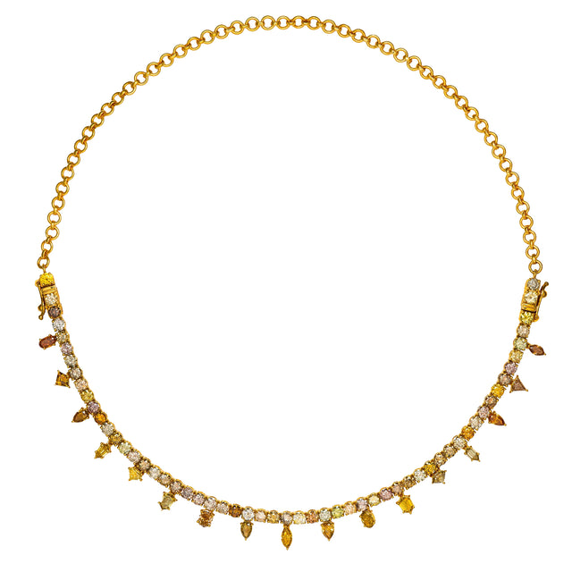 Multi Shape Fancy Color Diamond Drop Necklace and Bracelet