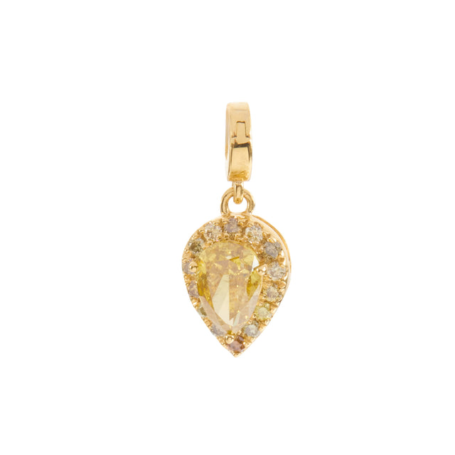 Fancy Color Pear Diamond Golden Halo Charm