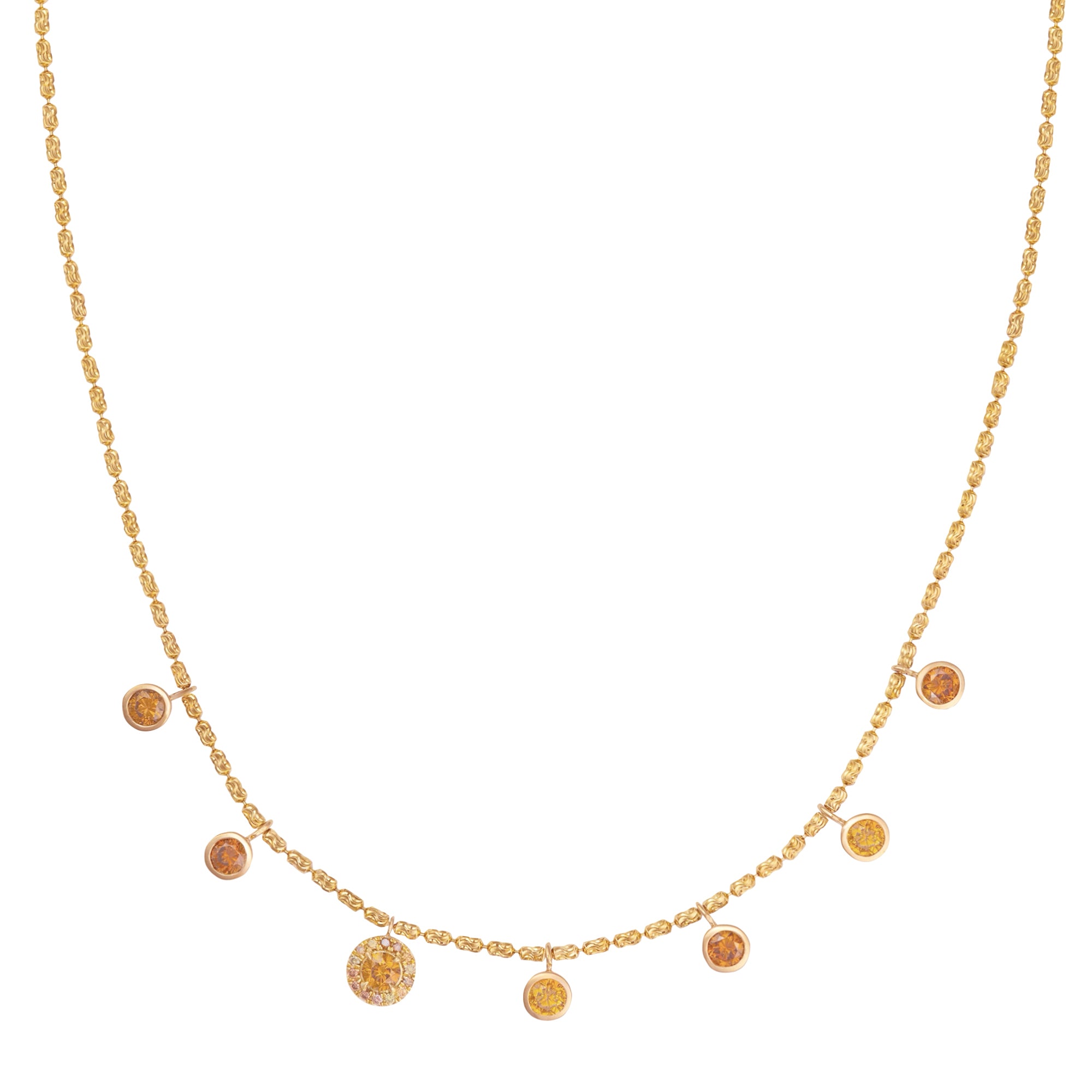 Carousel Drop Diamond Necklace with Single Halo Pendant