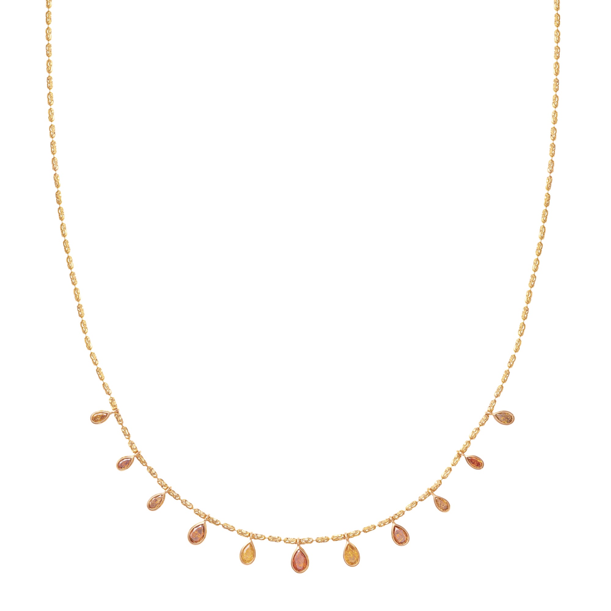 Fancy Color 11 Pear Drop Diamond Necklace
