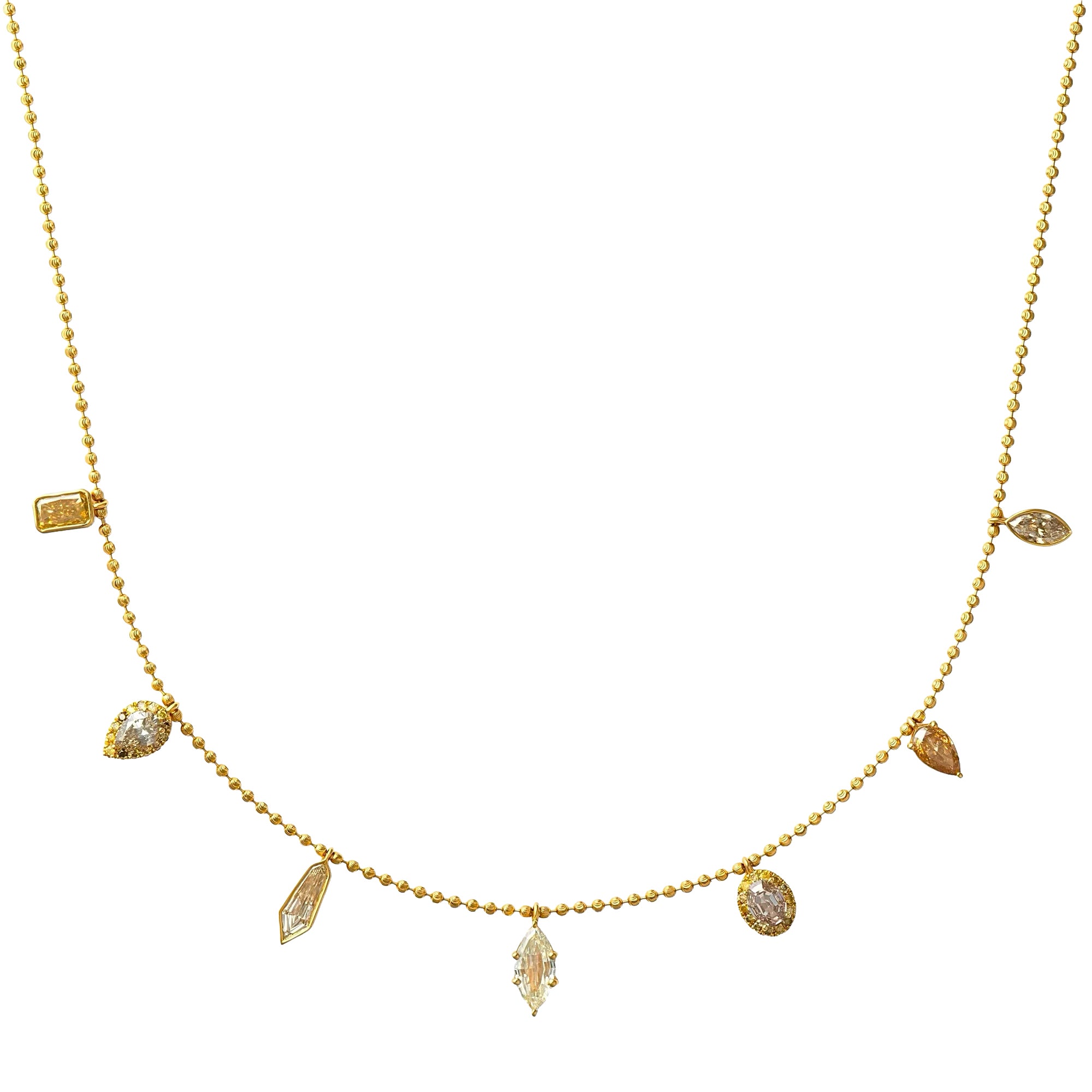 Khepri - Fancy Color Diamond 7 Multi Shape Necklace