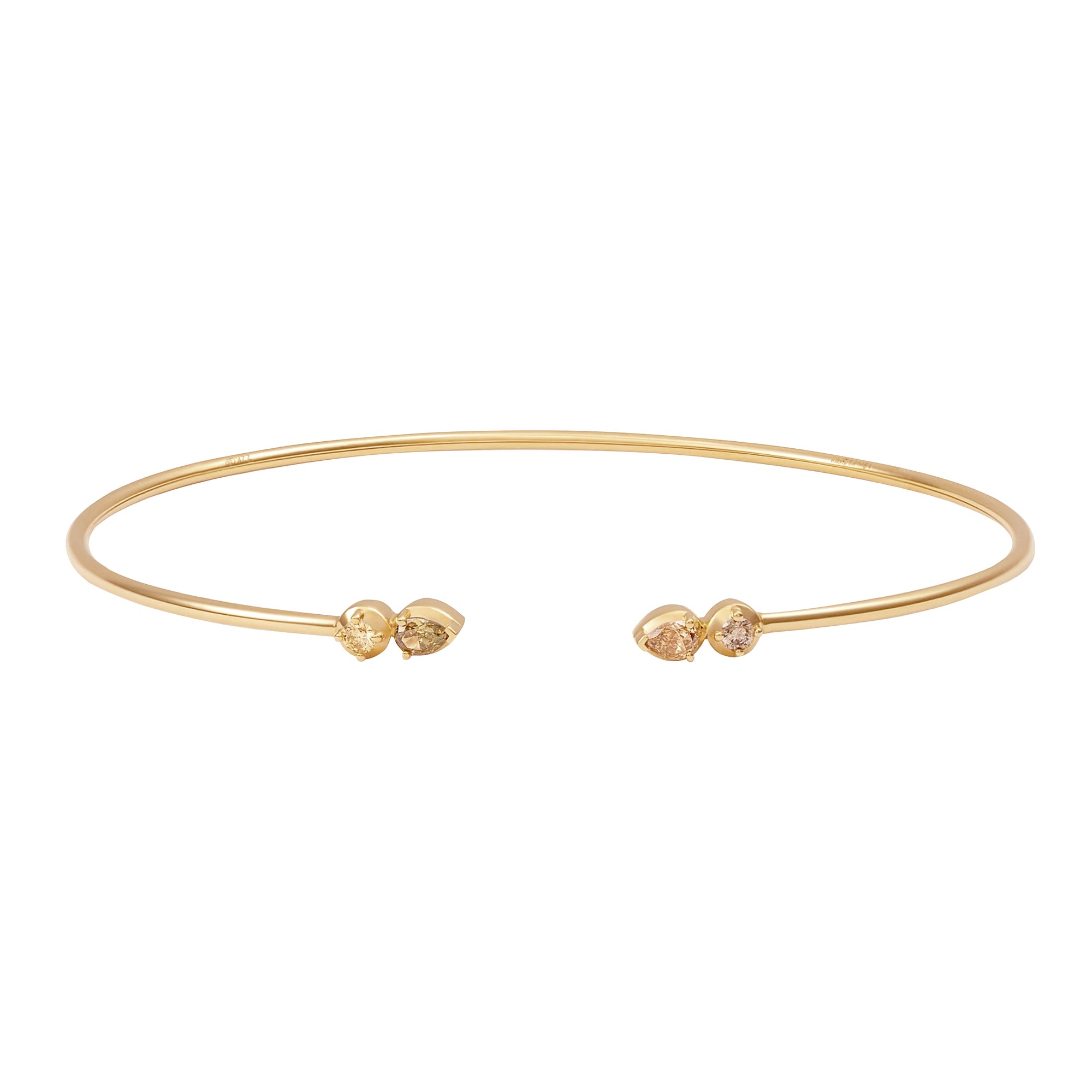 Petite Fancy Color Pear and Round Diamond Bangle