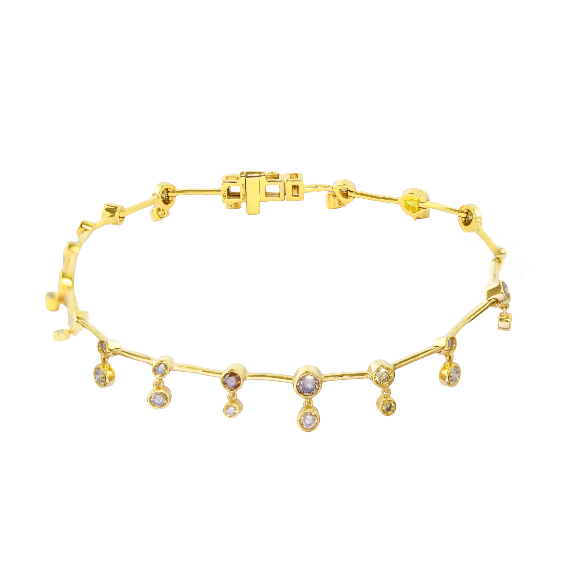 Fancy Color Diamond Bezel Drop Bracelet