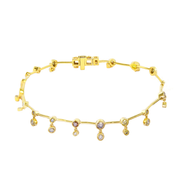 Fancy Color Diamond Bezel Drop Bracelet