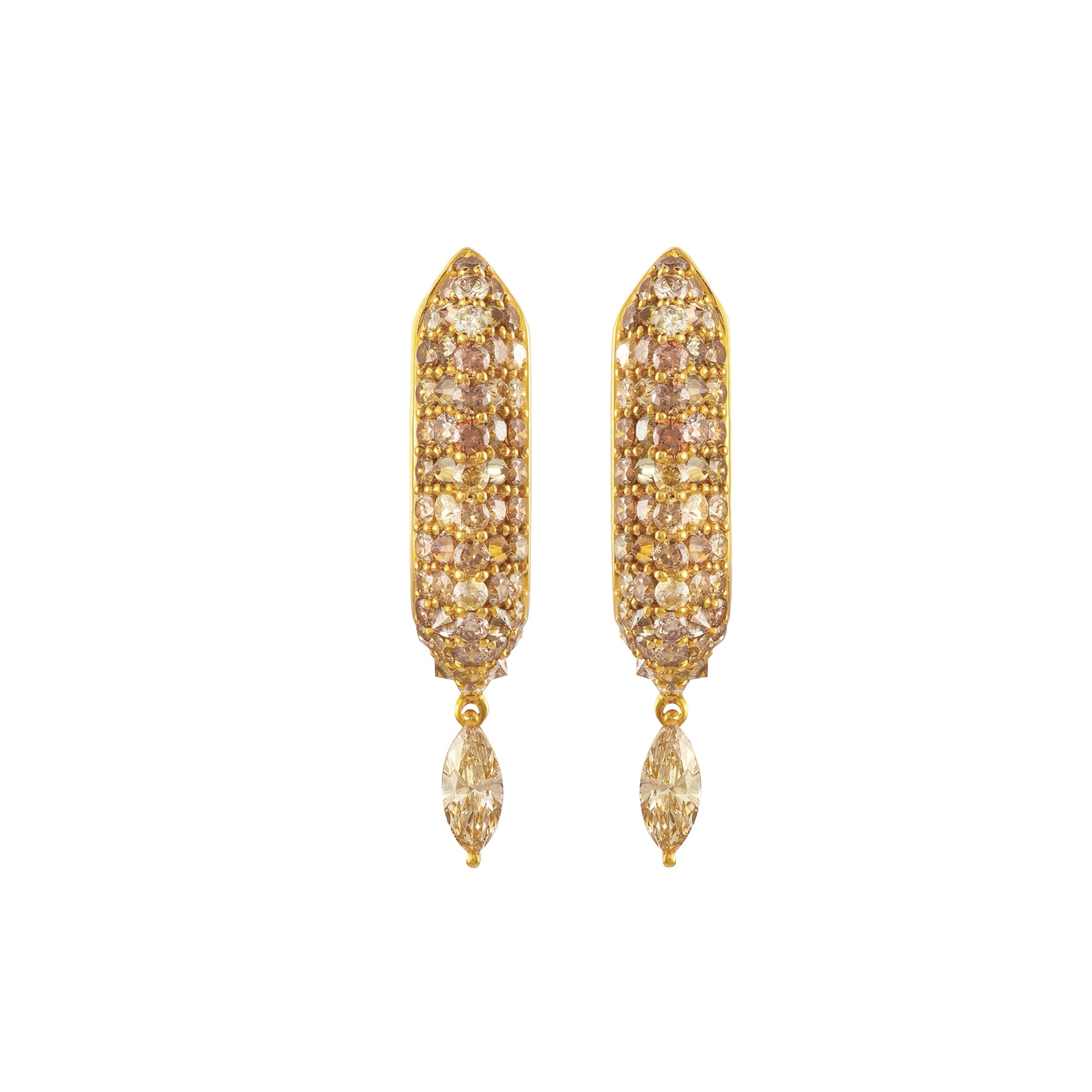 Stardust Fancy Color Diamond Pave Marquise Drop Hoop Earrings