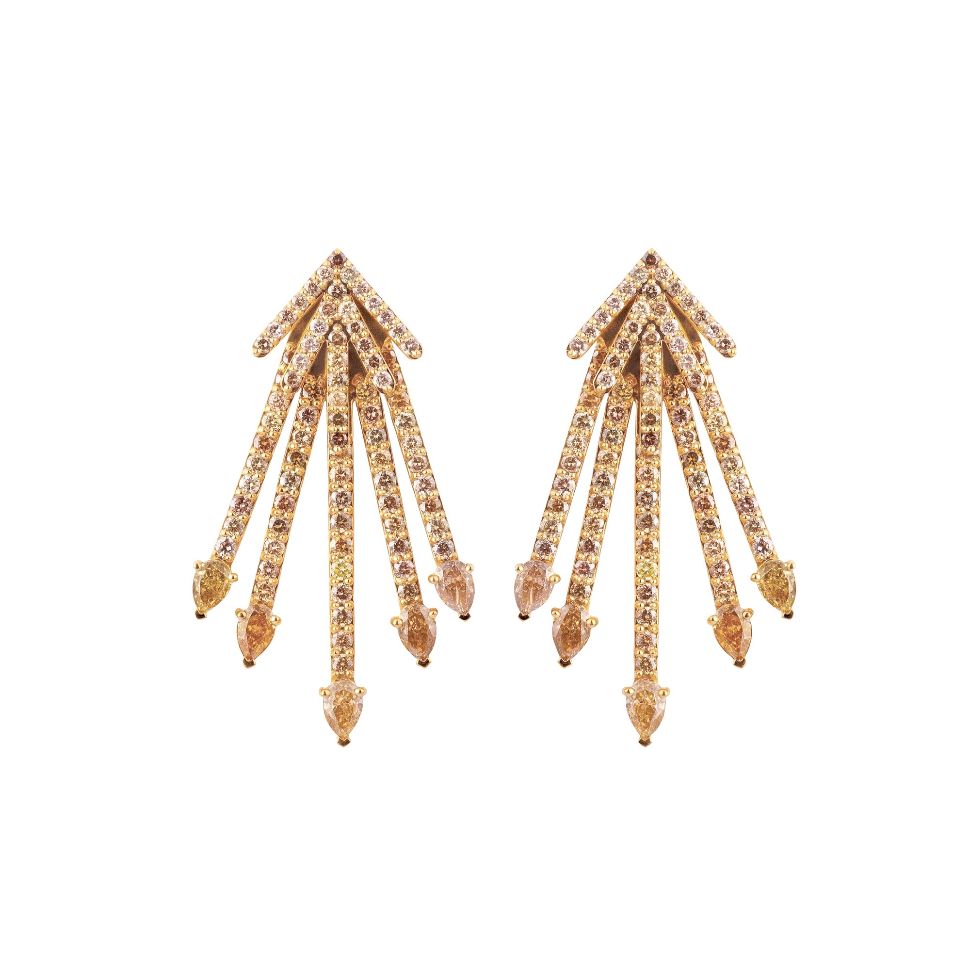 Fancy Color Diamond Starburst Ear Jacket Earrings