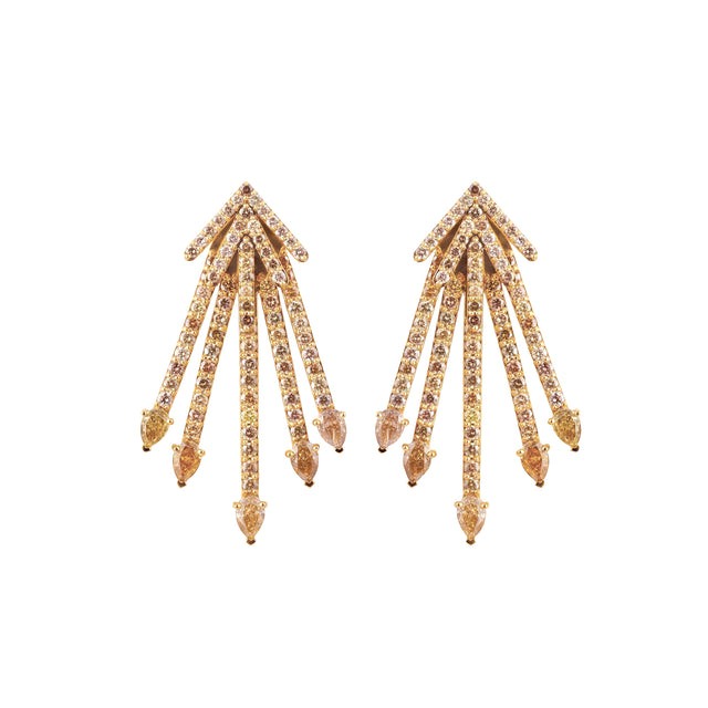 Fancy Color Diamond Starburst Ear Jacket Earrings