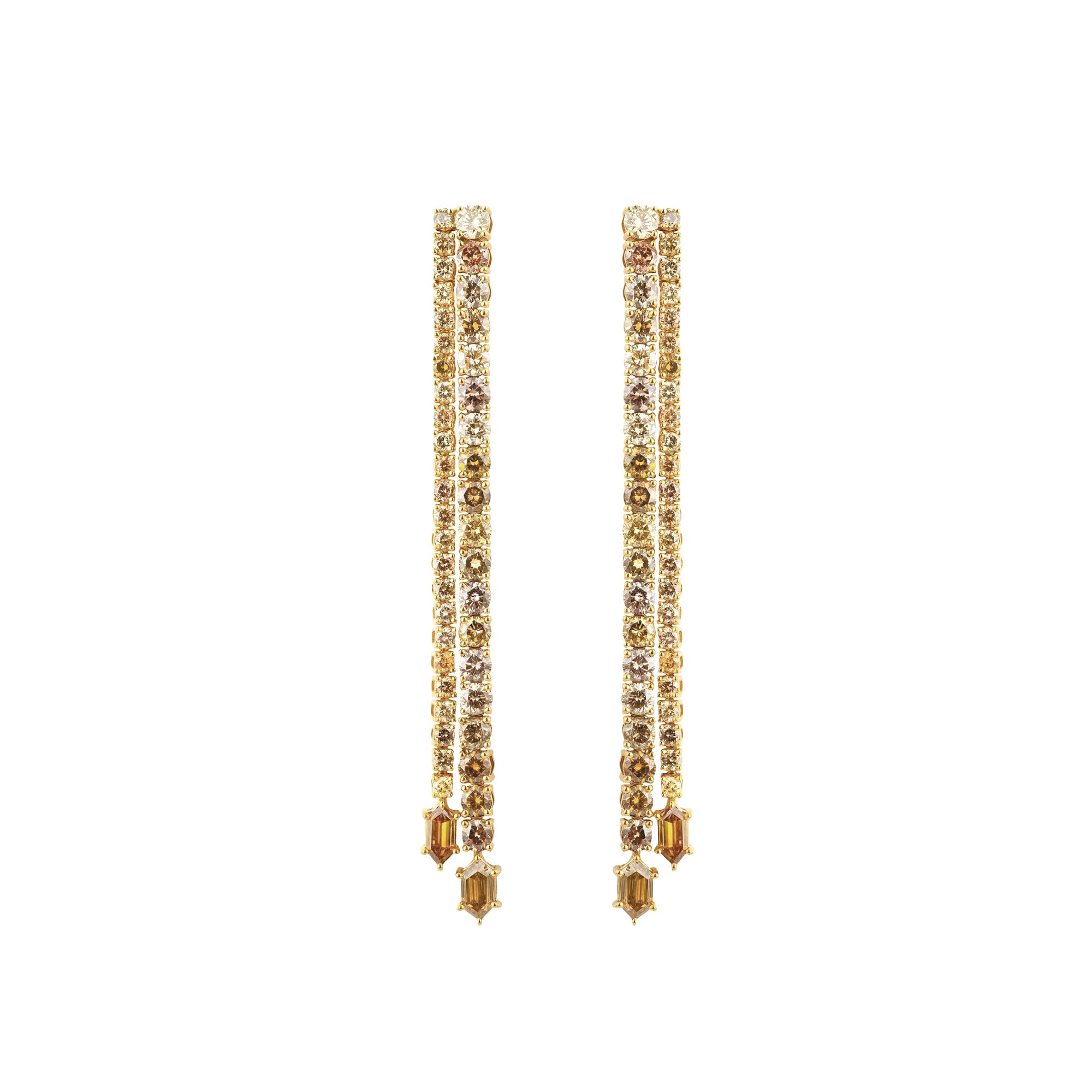 Fancy Color Diamond Double Linear Earrings