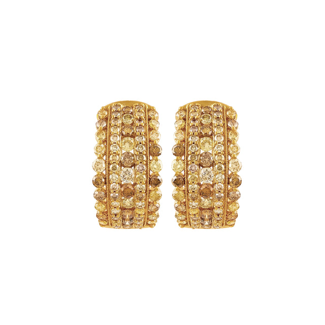 Fancy Diamond Starburst 5 Row Hoop Earrings