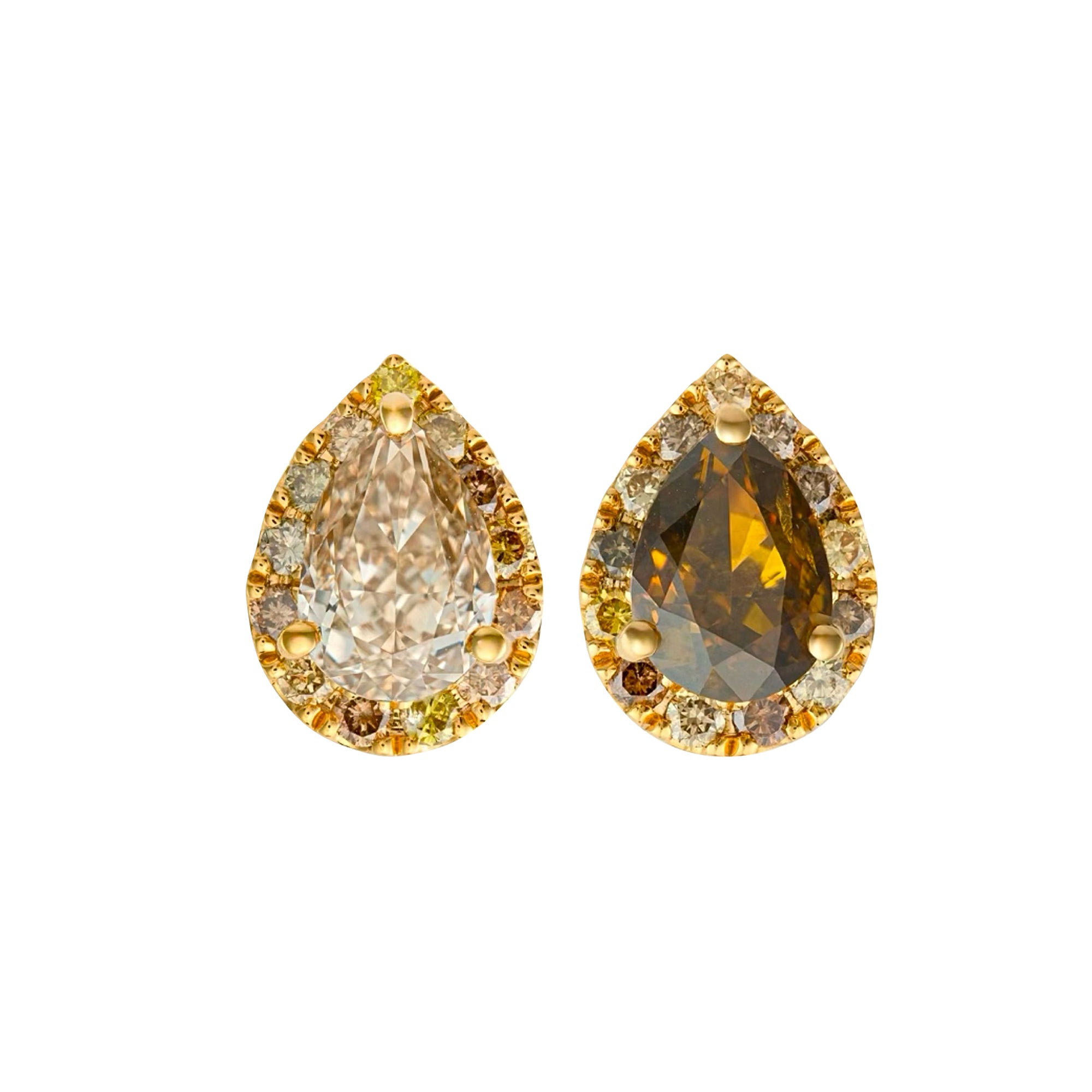 Khepri - Fancy Color Diamond Halo Pear Stud Earrings