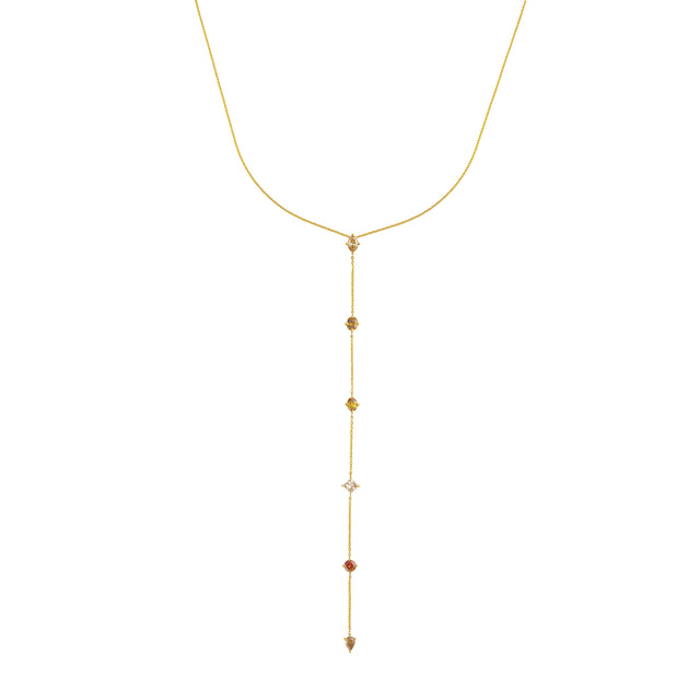 Fancy Color Multi Shape Diamond Lariat Necklace