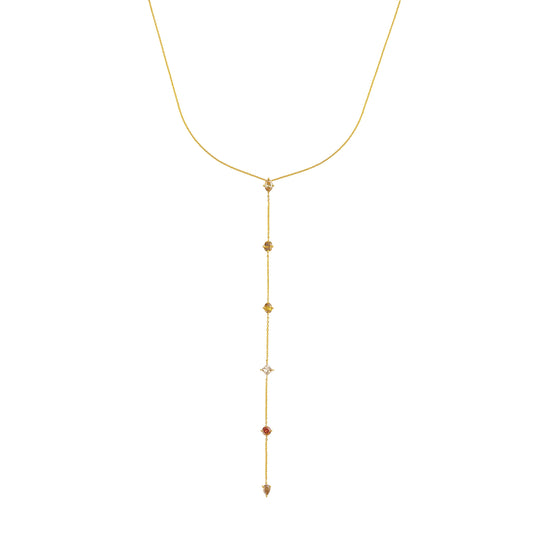 Fancy Color Multi Shape Diamond Lariat Necklace - Main Img