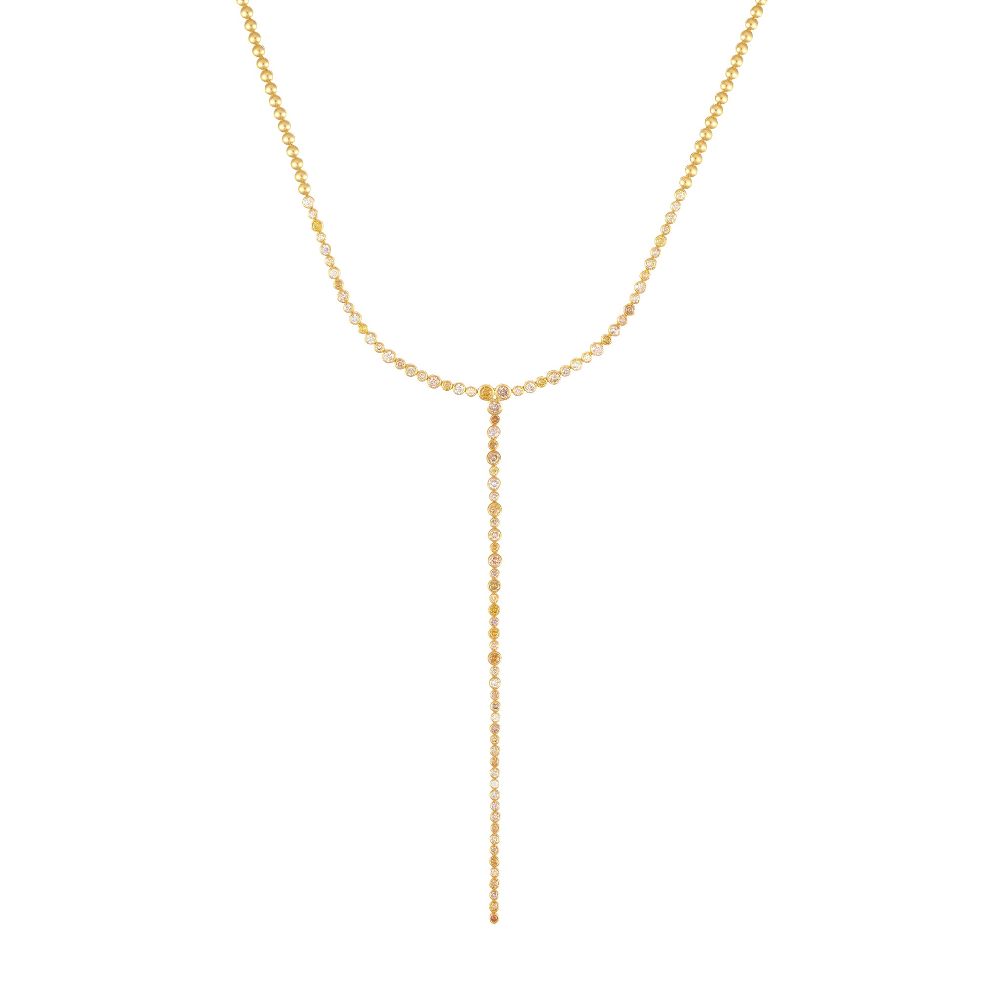 Fancy Color Bezel Lariat Diamond Necklace