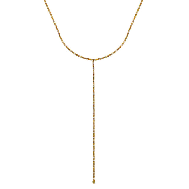Fancy Color Pave Diamond Tennis Lariat Necklace