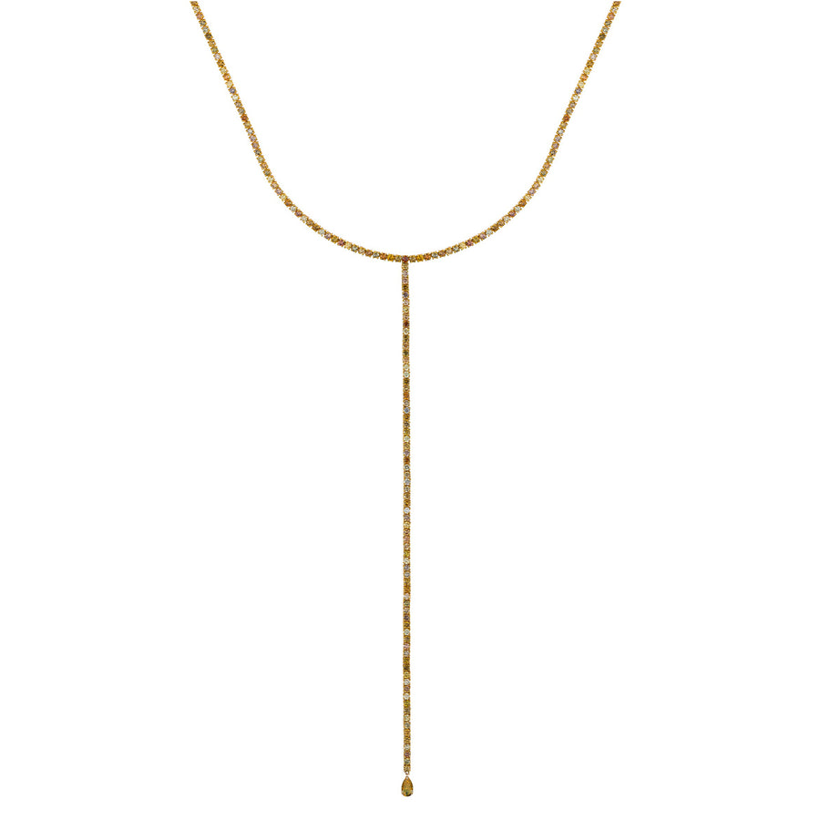 Fancy Color Pave Diamond Tennis Lariat Necklace