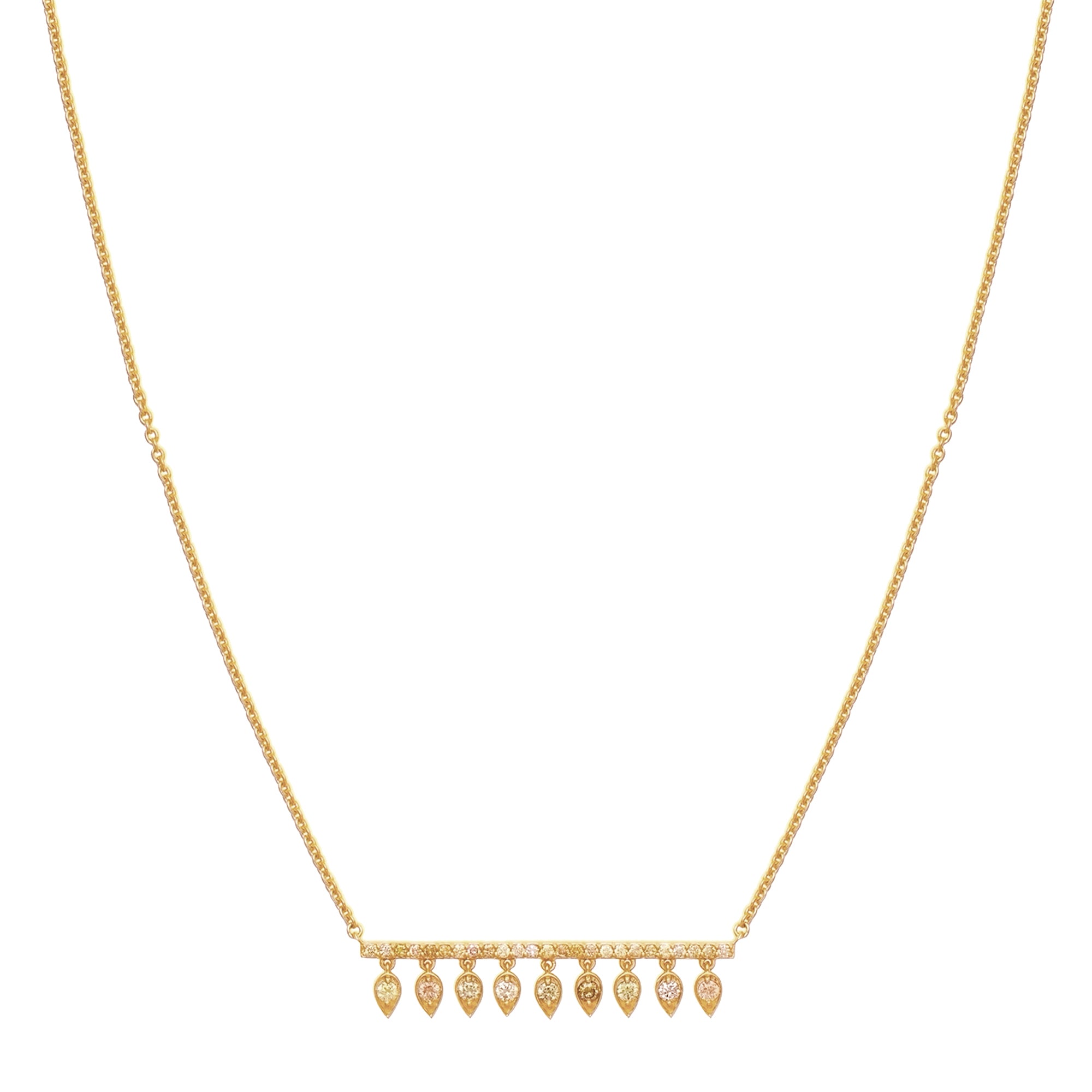 Fancy Color Diamond Reverse Drop Bar Necklace