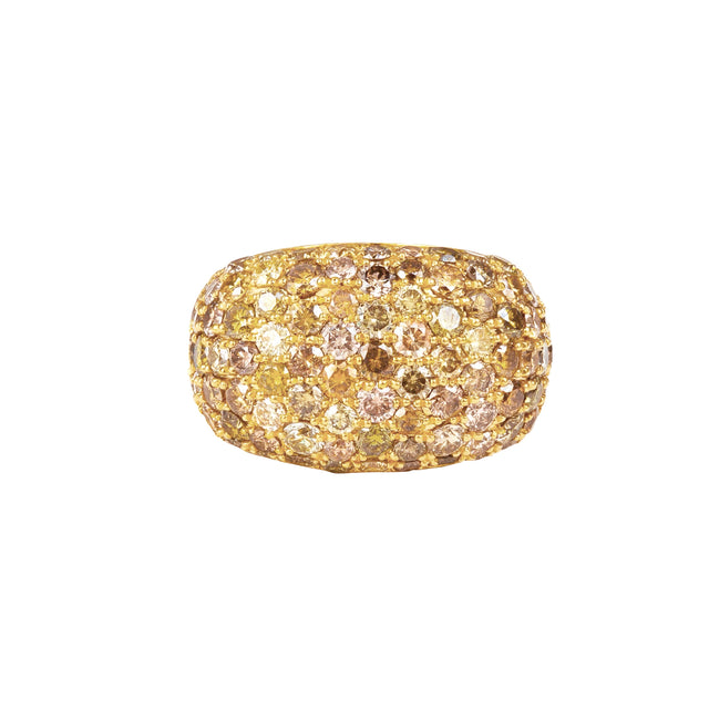 Fancy Color Diamond 6 Row Pinky Ring