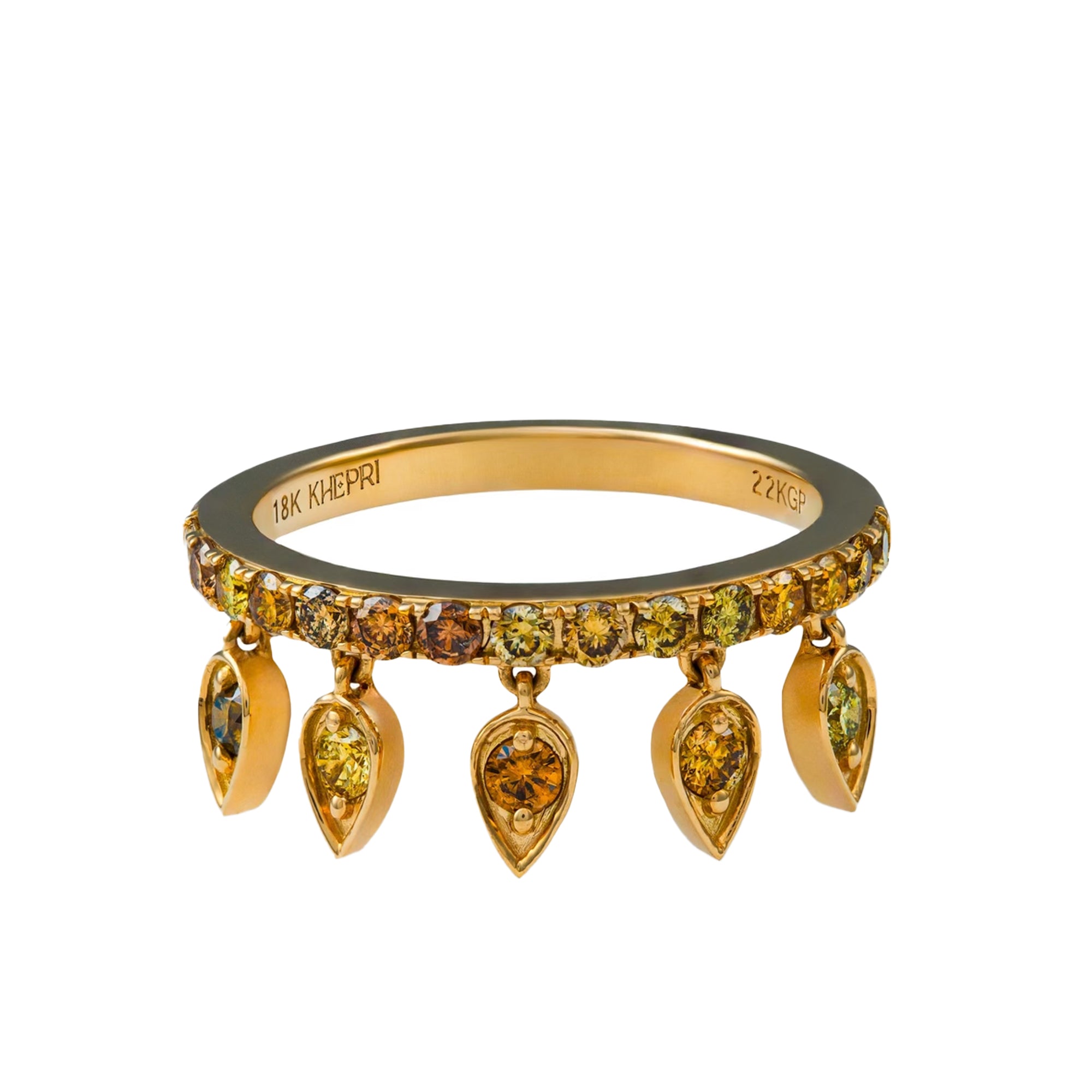 Fancy Color Reverse Diamond Drop Dancing Ring