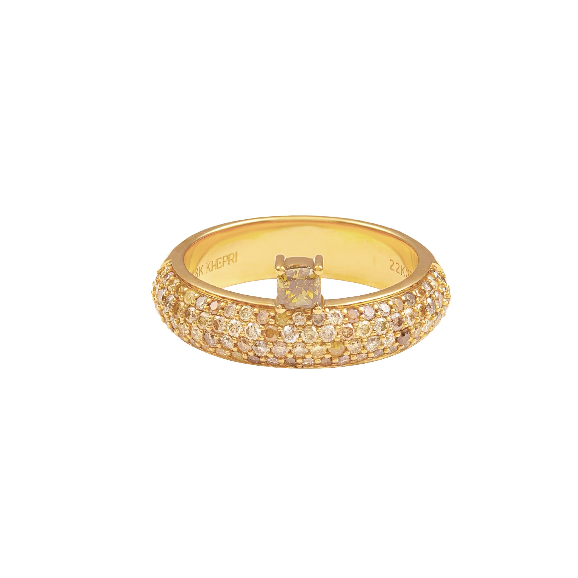 Fancy Color Cushion Diamond Floating Cleopatra Ring