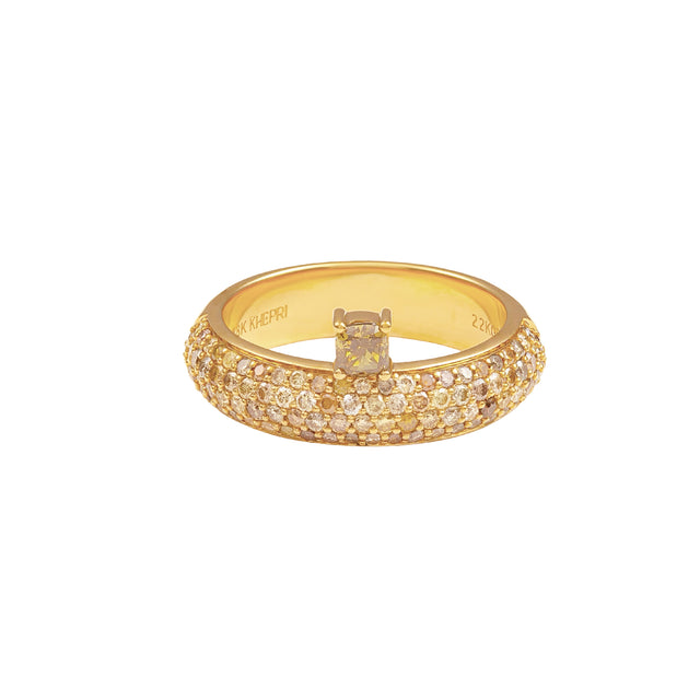 Fancy Color Cushion Diamond Floating Cleopatra Ring
