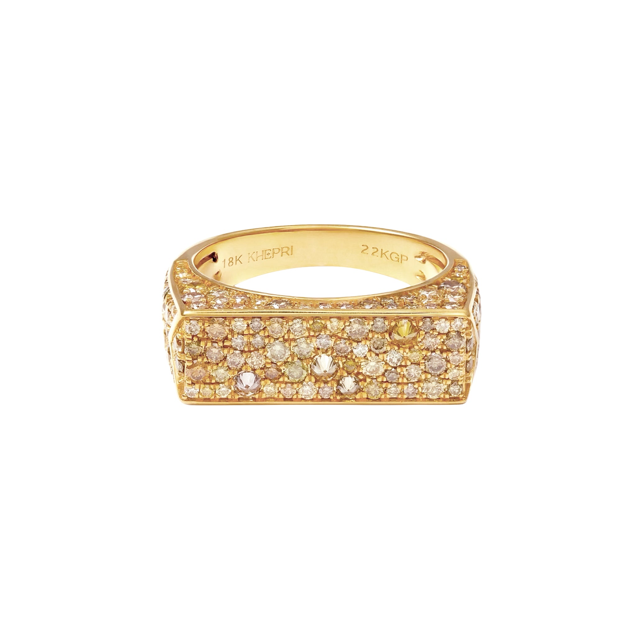 Reverse Fancy Color Diamond Pave Channel Bar Ring