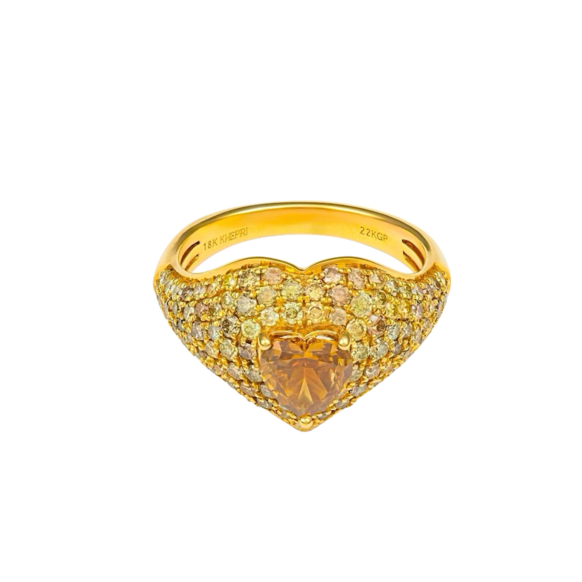 Khepri - Pave Fancy Color Diamond Heart Pinky Ring