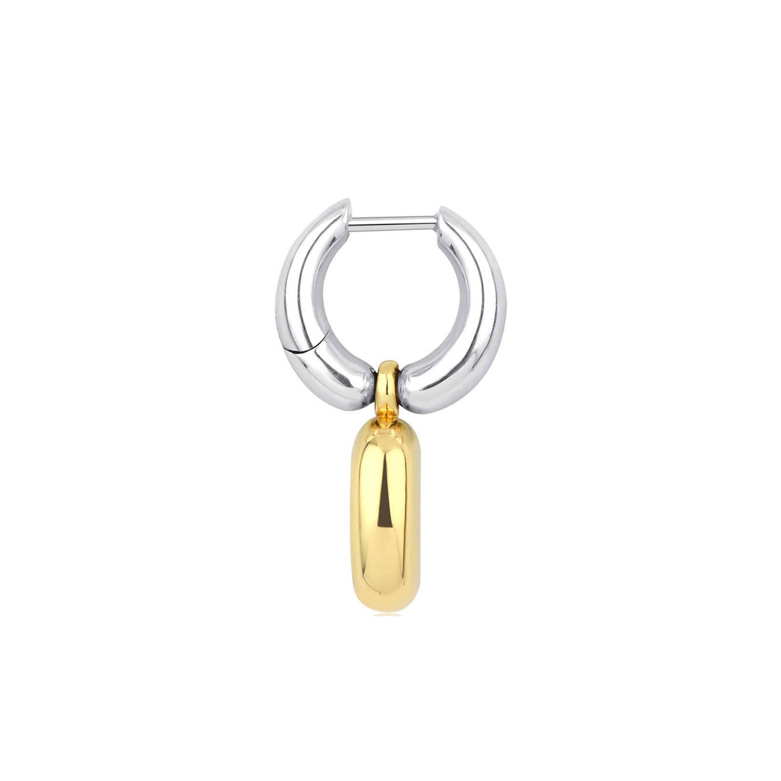 Kloto Two Tone Lock Earring - Earrings - Broken English Jewelry side view