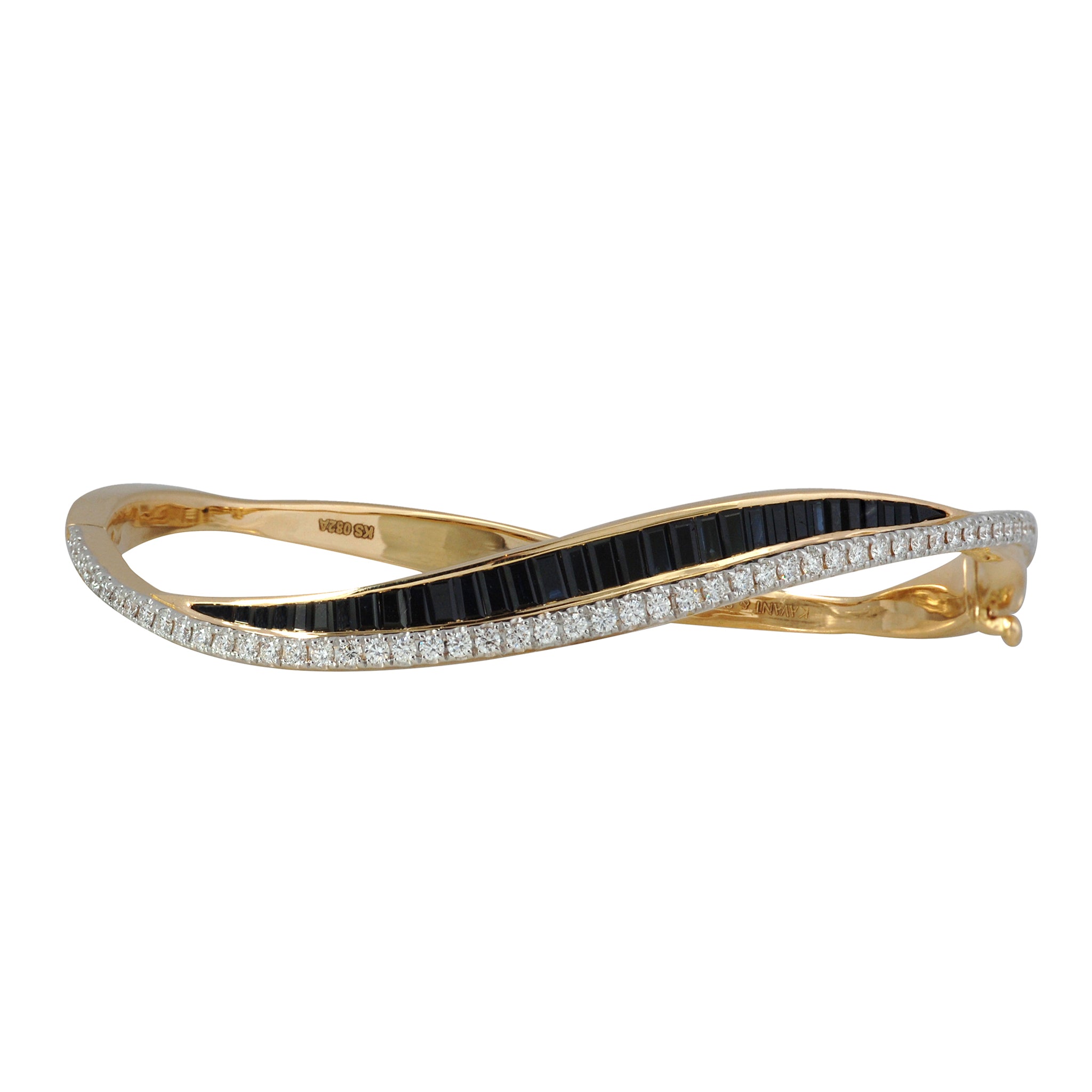 Black Sapphire and Dia Talay Wave Twist Bangle