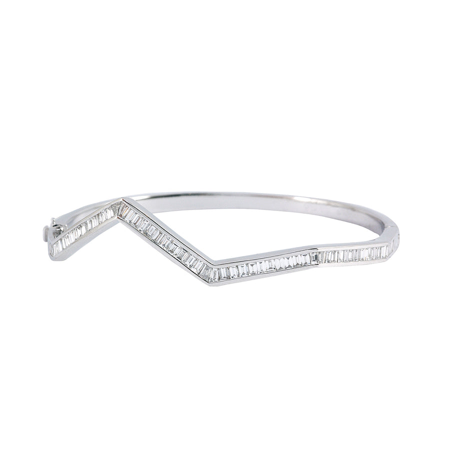 Kavant & Sharart Origami Ziggy Bracelet - White Gold - Bracelets - Broken English Jewelry front view