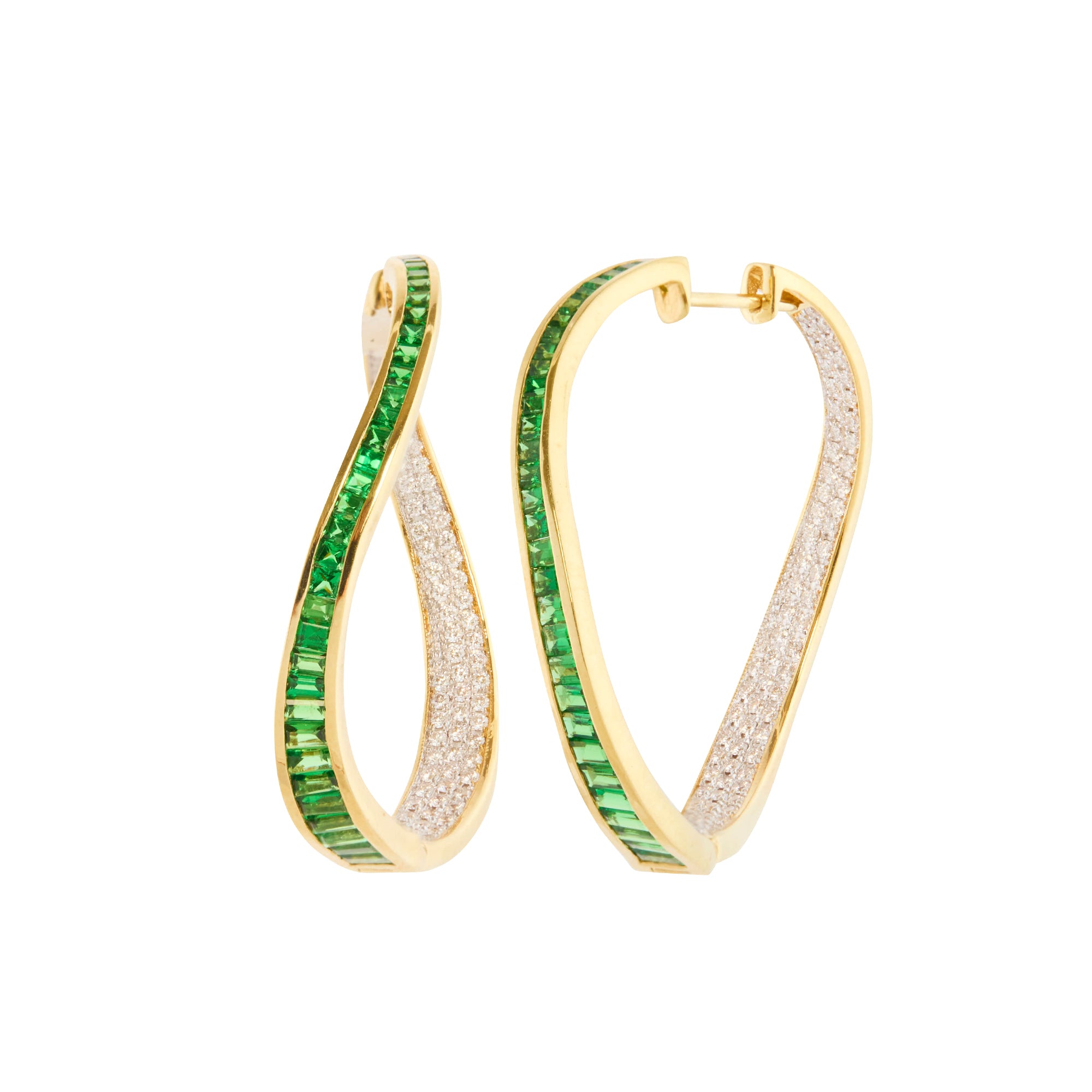 Kavant & Sharart - Tsavorite and Diamond Twisted Hoops
