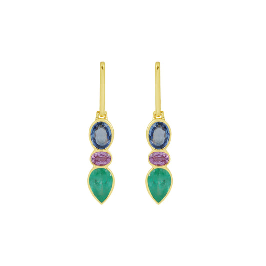 Twist Earrings - Sapphire and Emerald - Main Img