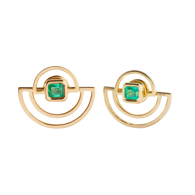 Emerald Twist Reflection Double Jacket Earrings