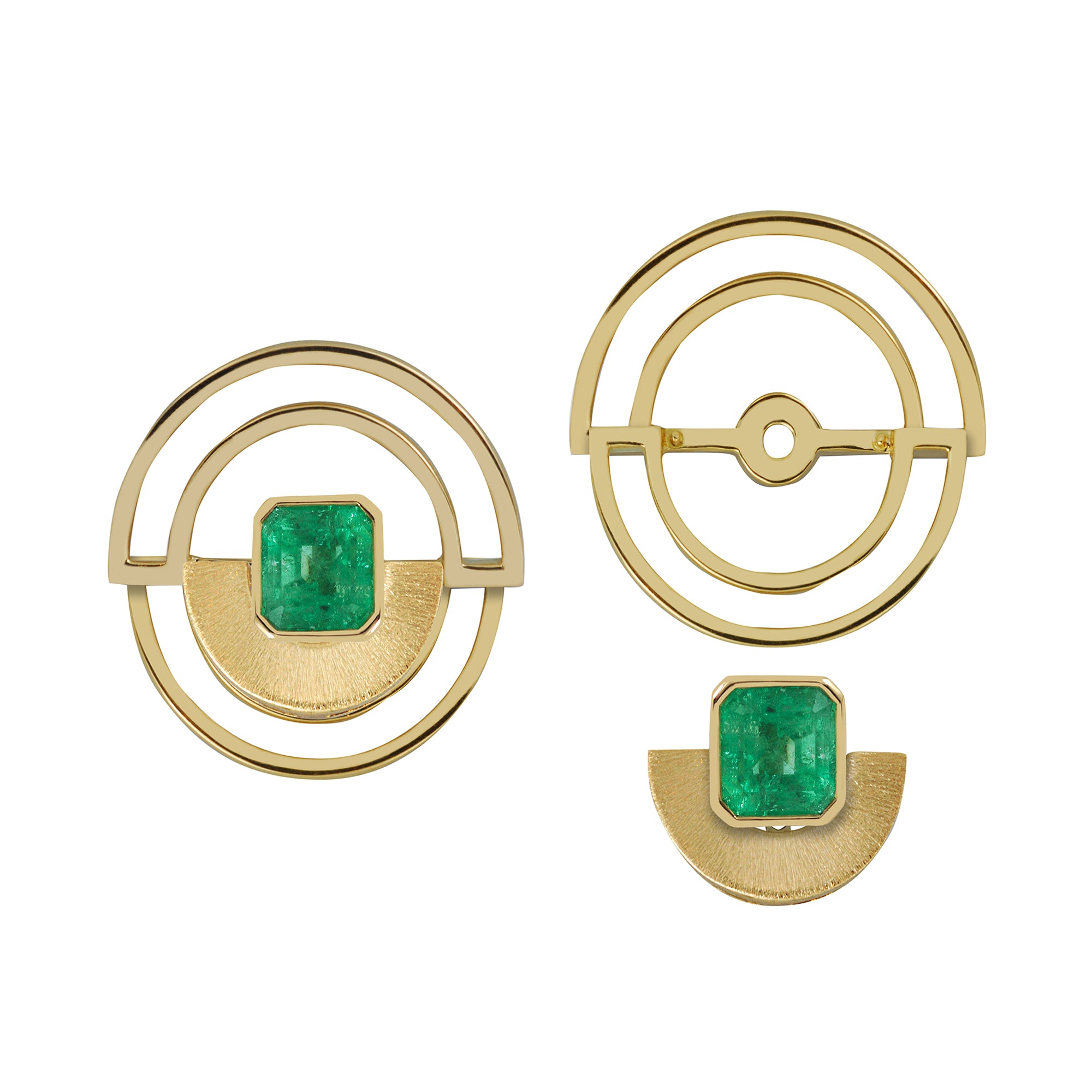 Emerald Twist Reflection Double Jacket Earrings