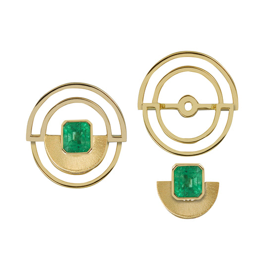 Emerald Twist Reflection Double Jacket Earrings
