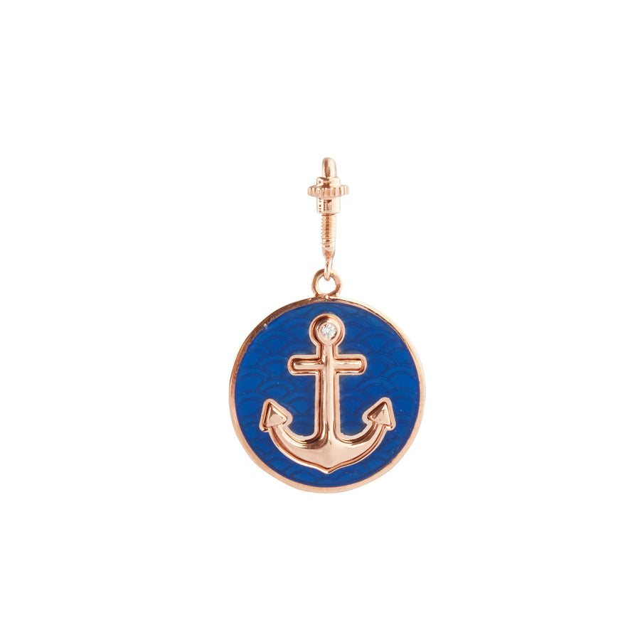 Selim Mouzannar Anchor Charm - Blue Enamel - Charms & Pendants - Broken English Jewelry front view