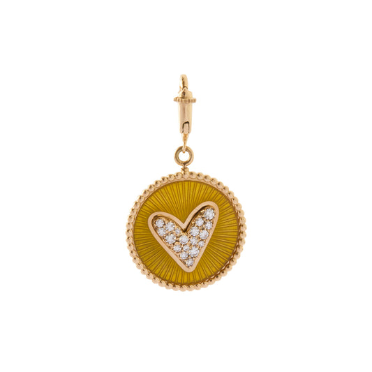 Double Face Kastak Heart and Star Charm - Yellow & Rusty Red Enamel - Main Img