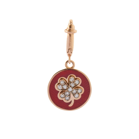 Kastak Four Leaf Clover Charm - Rusty Red Enamel - Main Img