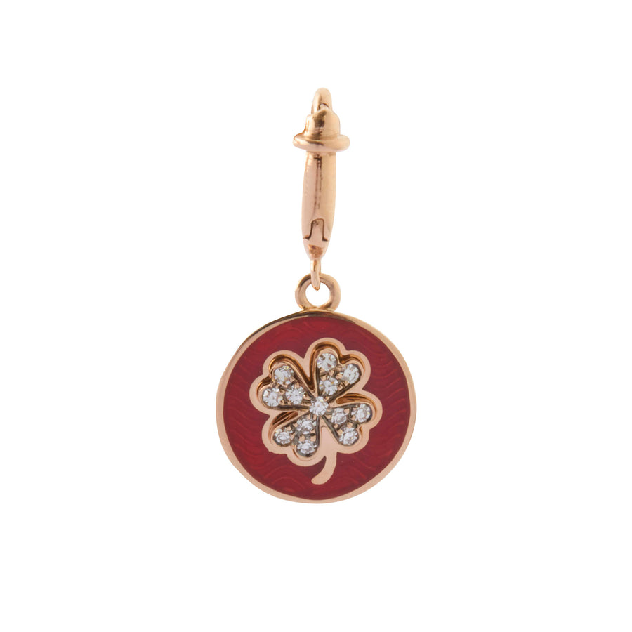 Selim Mouzannar Kastak Four Leaf Clover Charm - Rusty Red Enamel - Charms & Pendants - Broken English Jewelry