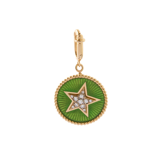 Double Face Kastak Star and Horseshoe Charm - Kiwi & Raspberry Enamel - Main Img