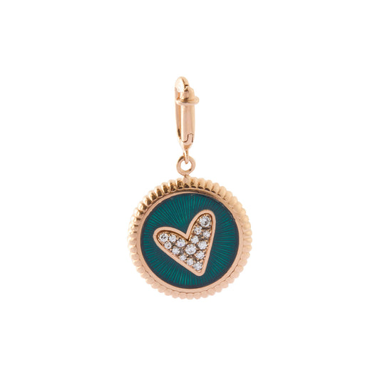 Double Face Kastak Heart Charm - Petrol Enamel - Main Img